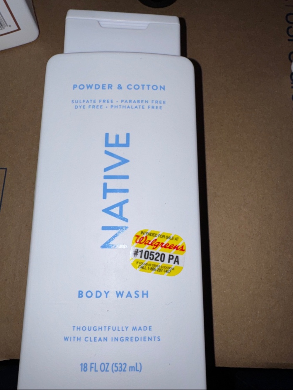 Native Powder & Cotton Body Wash - White with Blue Text